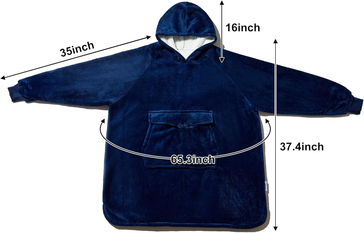 Ultra-Cozy Oversized Sherpa Hoodie Blanket with Giant Pocket